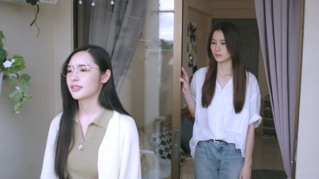 Dramatic scene from Love Senior, a Thai GL series, showing the miscommunication trope in GL Tropes Reviewed.