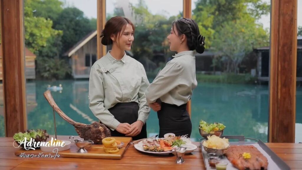 Warm and intimate restaurant scene from As You Wish, a lesser-known GL drama series.