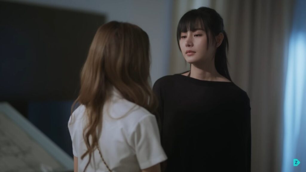 Tense confrontation from Mate The Series, a Thai GL drama, visualizing repetitive conflict and unresolved tension.