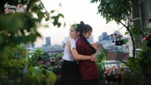 Naow and Gyoza hugging, showing that despite their struggles, there are tender moments in Love Senior The Series.